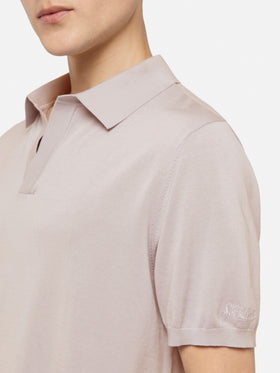 Sloan beigefarbenes Polohemd aus Seidenbaumwolle