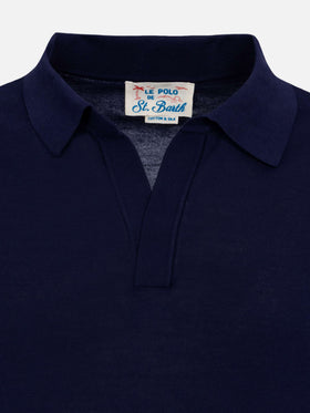 Sloan navy blue silk cotton knitted polo shirt - MC2 Saint Barth