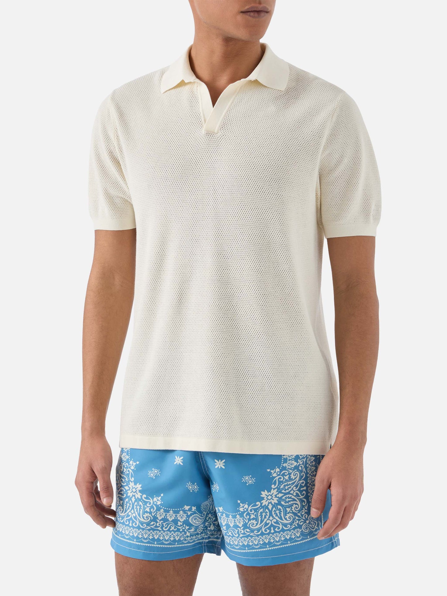 Polo beige Sloan Mesh en coton premium high-twist 