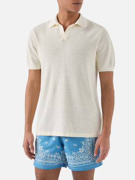 Polo beige Sloan Mesh en coton premium high-twist 