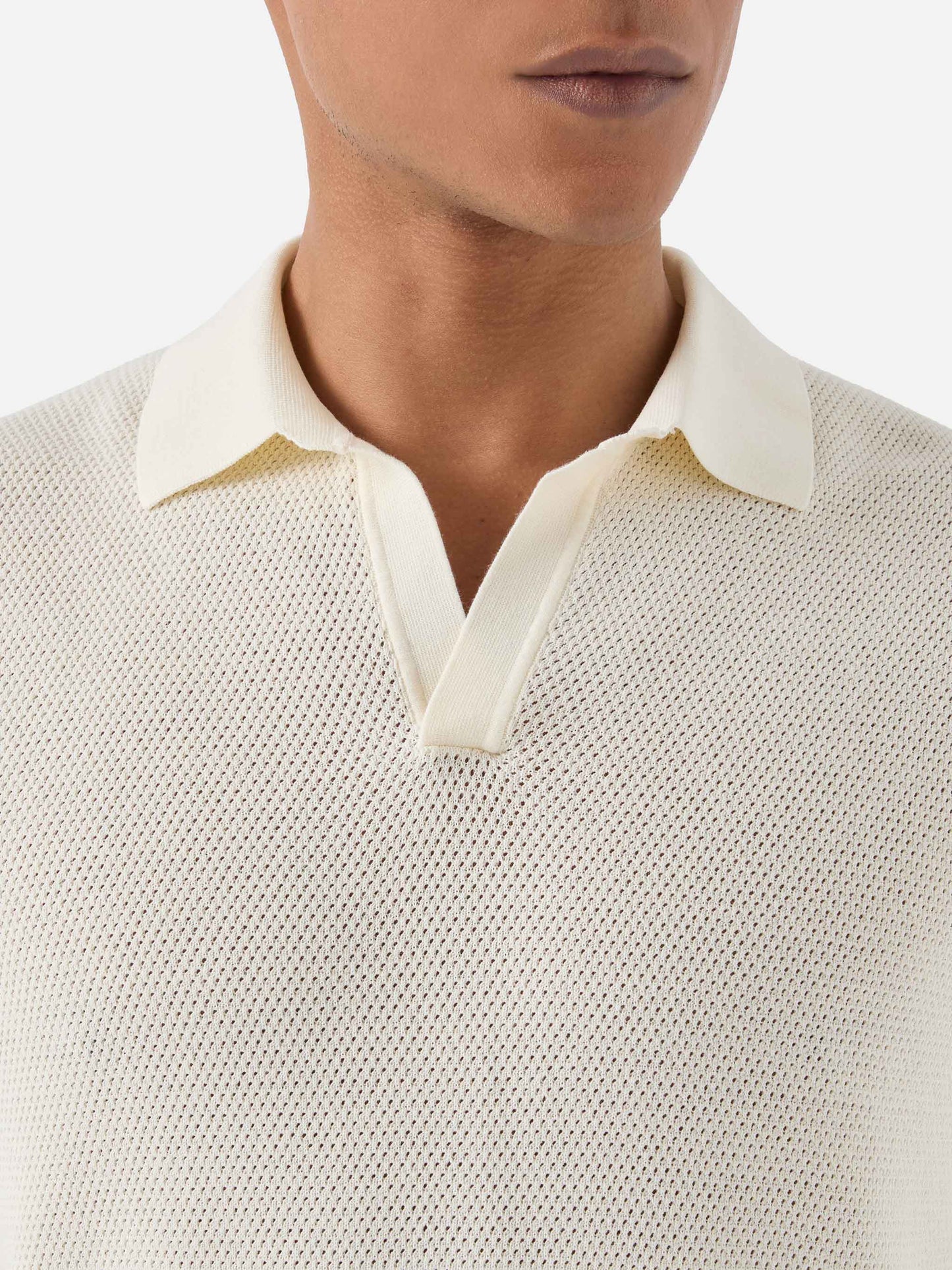 Polo beige Sloan Mesh en coton premium high-twist 
