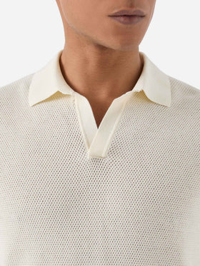 Polo beige Sloan Mesh en coton premium high-twist 