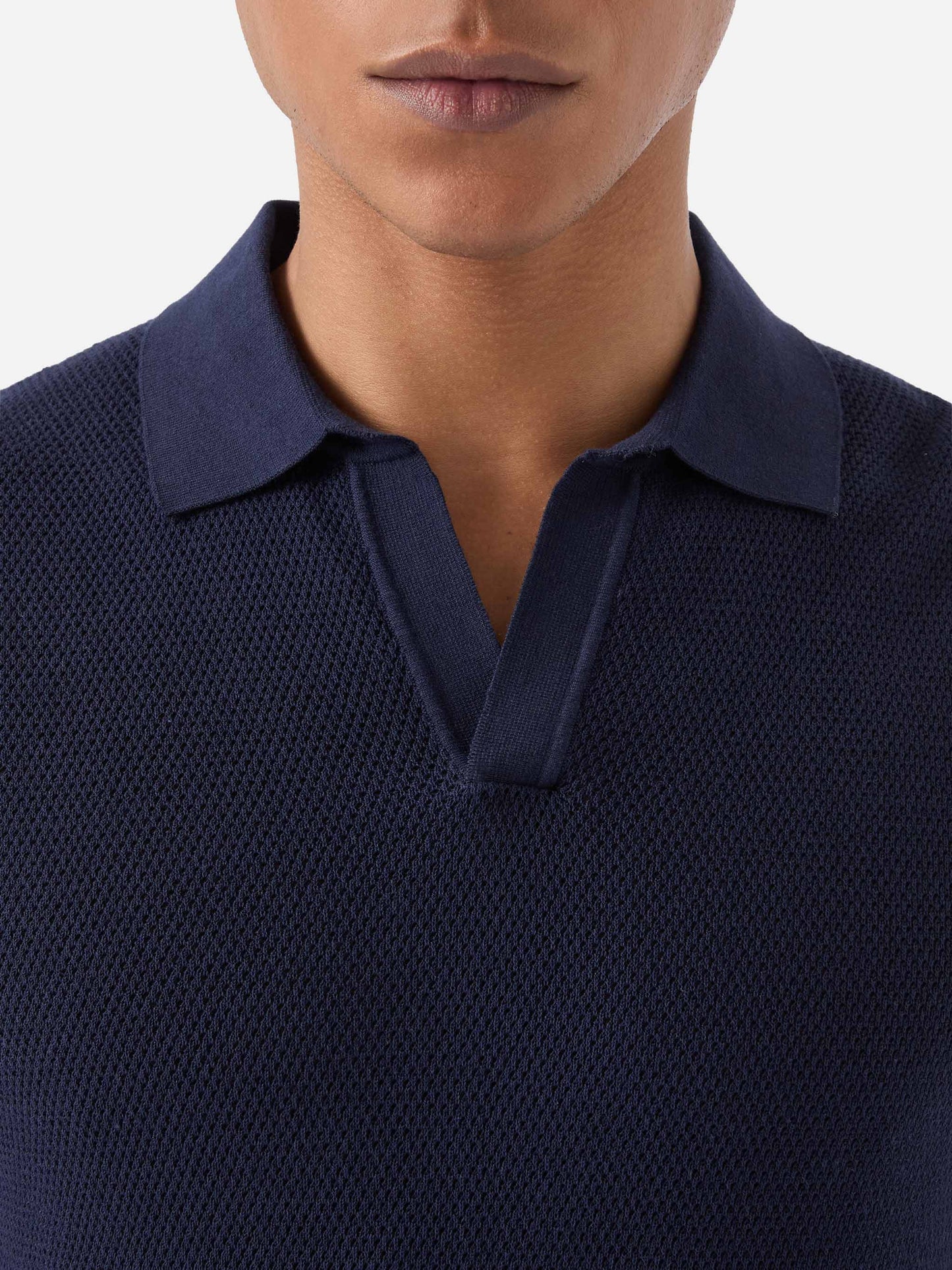 Sloan Mesh blue polo in premium high-twist cotton