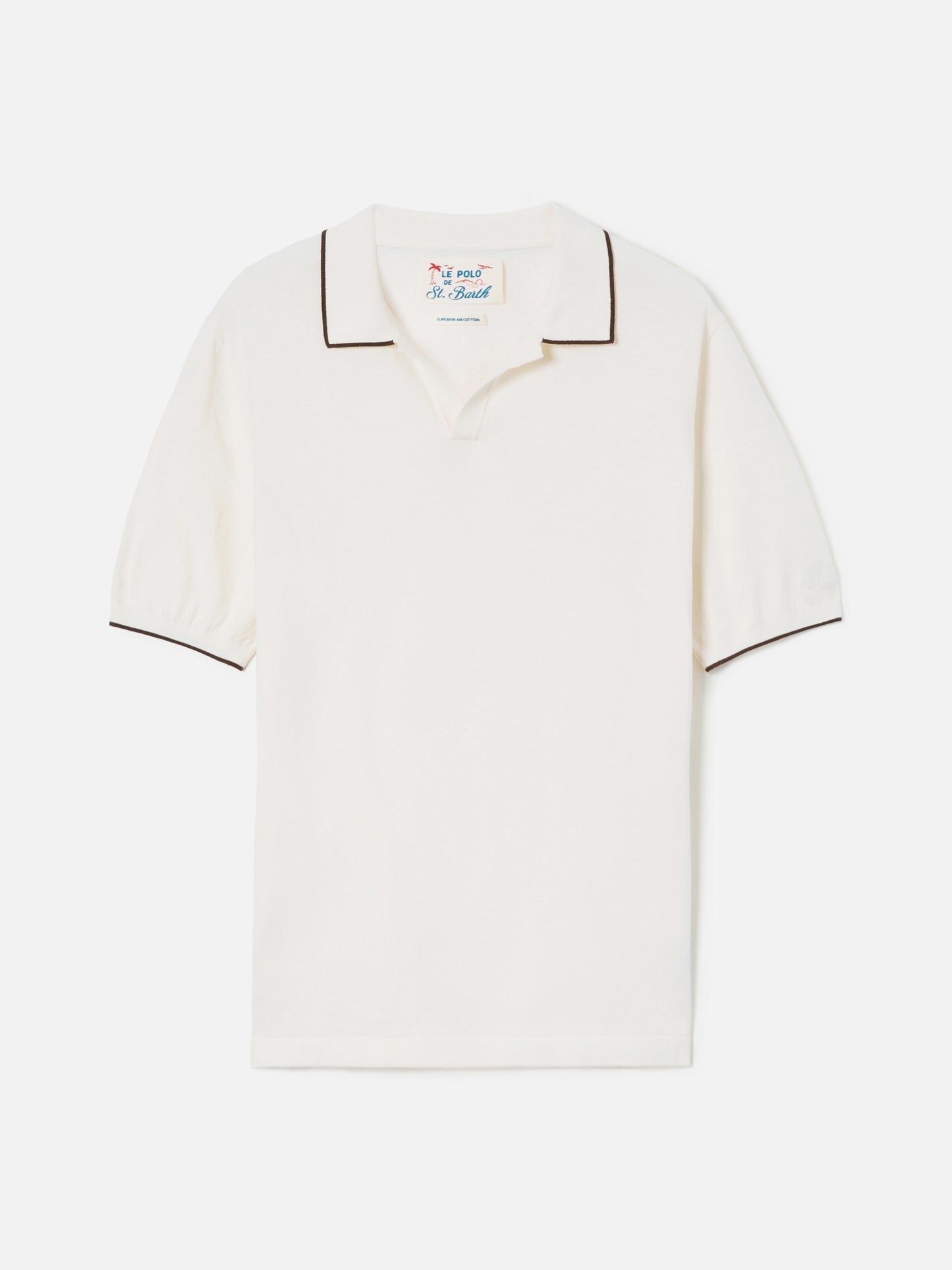 Polo Sloan beige en coton premium high-twist avec finitions contrastées 