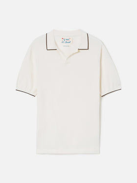 Polo Sloan beige en coton premium high-twist avec finitions contrastées 