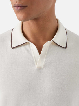 Polo Sloan beige en coton premium high-twist avec finitions contrastées 