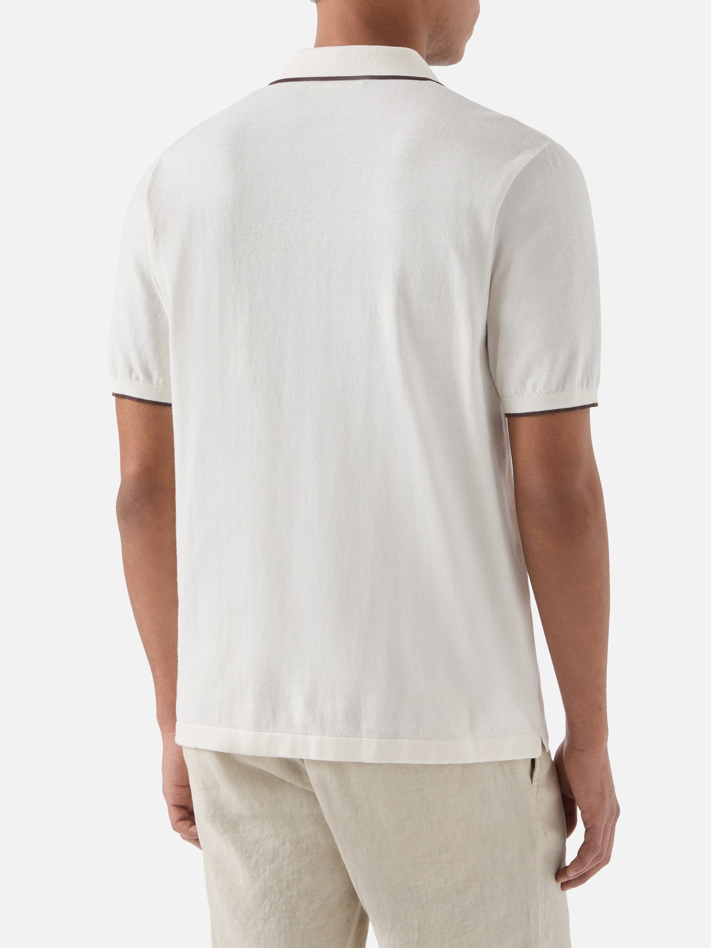 Polo Sloan beige en coton premium high-twist avec finitions contrastées 