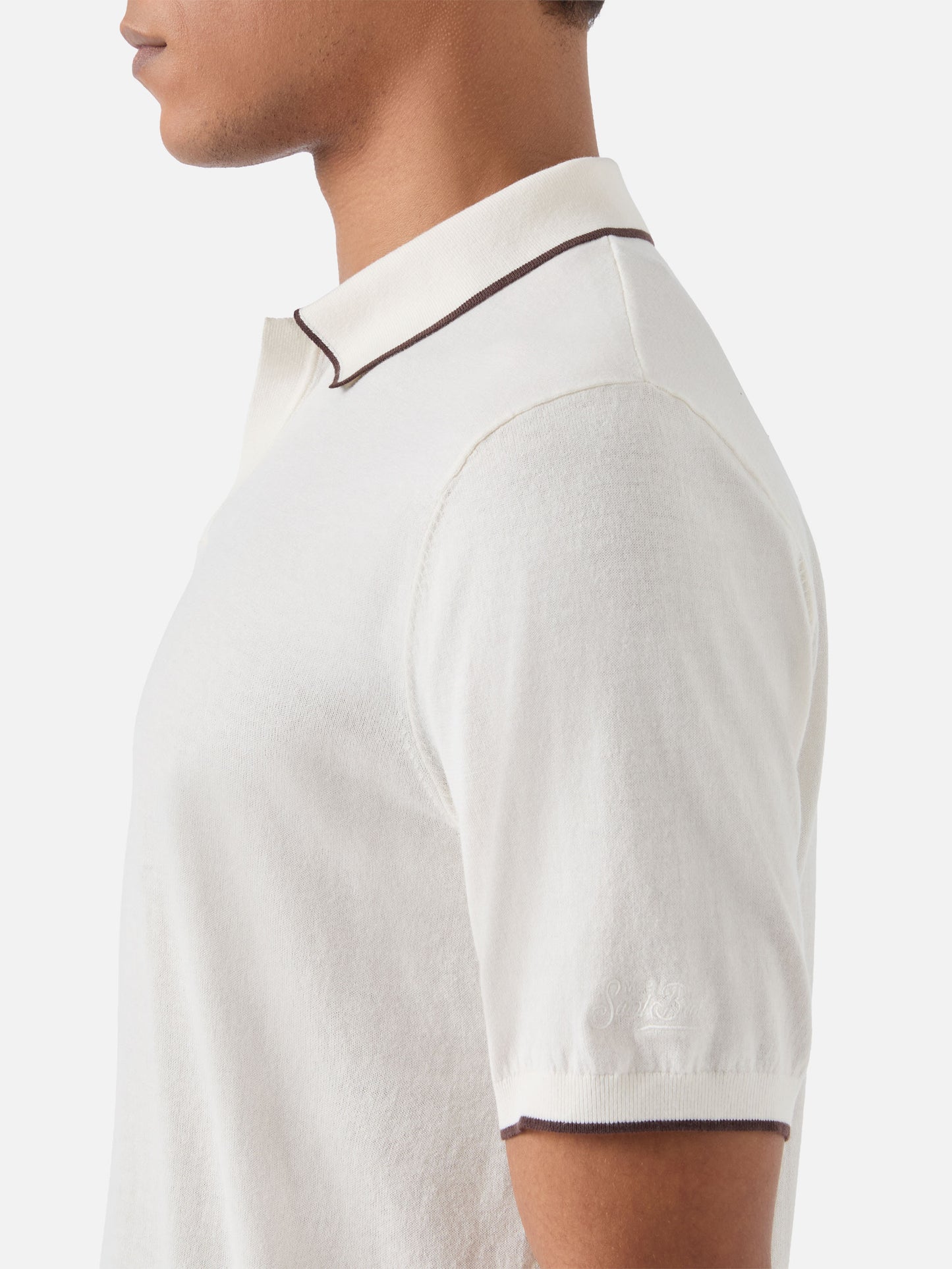 Polo Sloan beige en coton premium high-twist avec finitions contrastées 