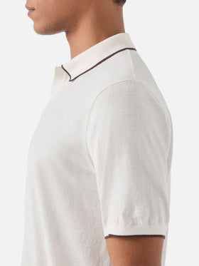 Polo Sloan beige en coton premium high-twist avec finitions contrastées 