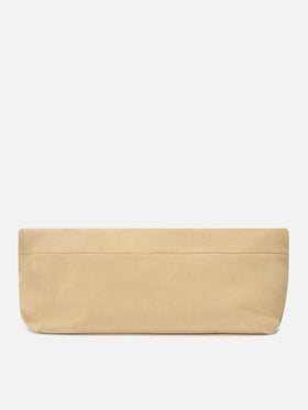 Maxi pouch de ante beige con parche con logo 