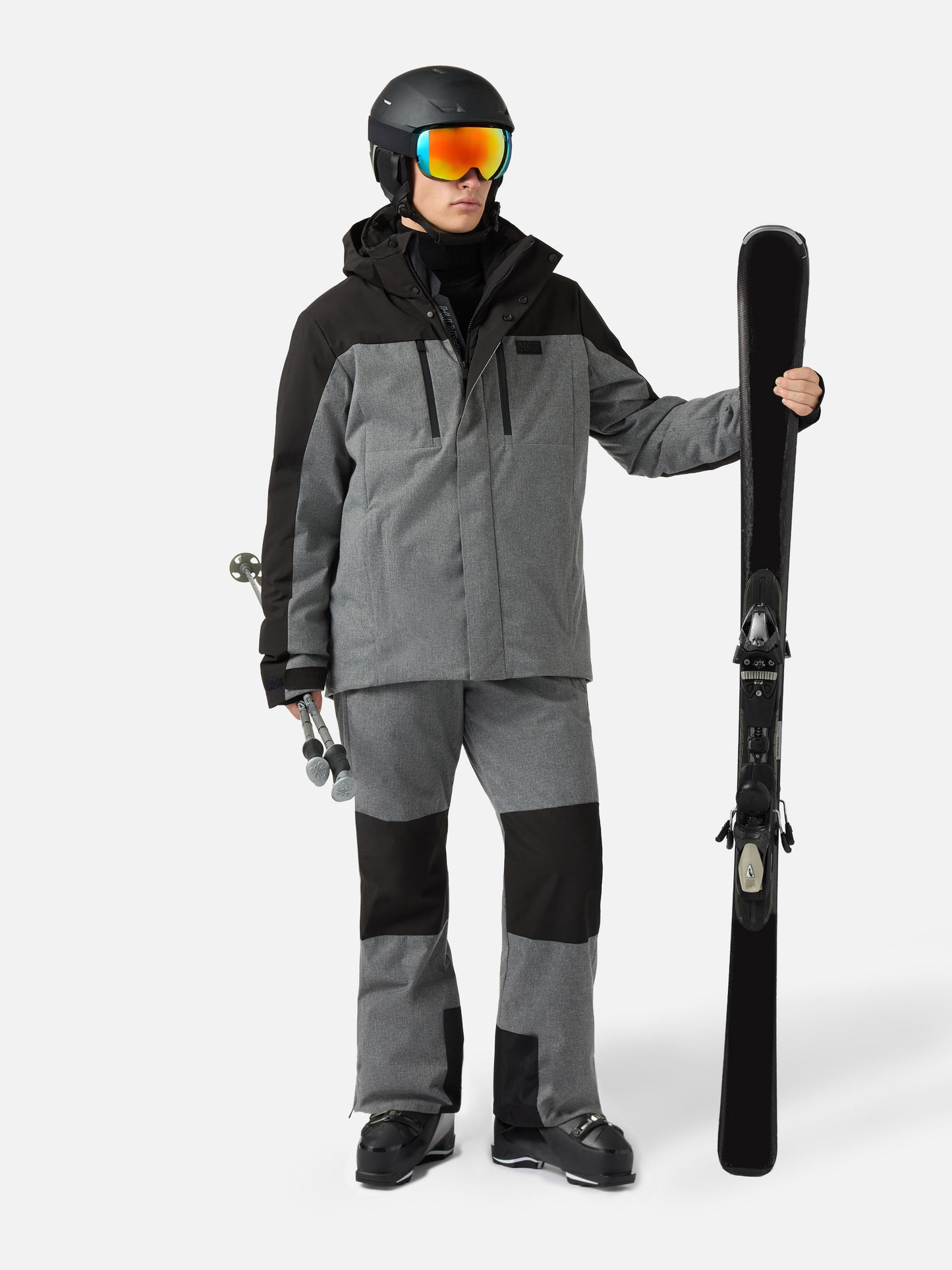 Greatscott Skijacke in meliertem Grau mit Recco®-Technologie