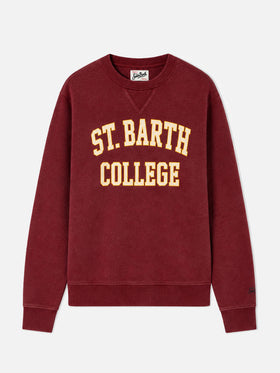 Sudadera color burdeos con estampado St. Barth College 