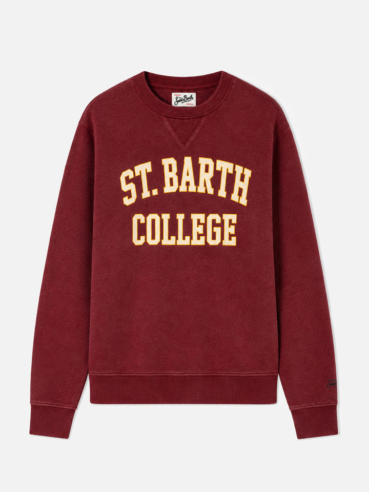Burgunderfarbenes Sweatshirt mit St. Barth College-Print 