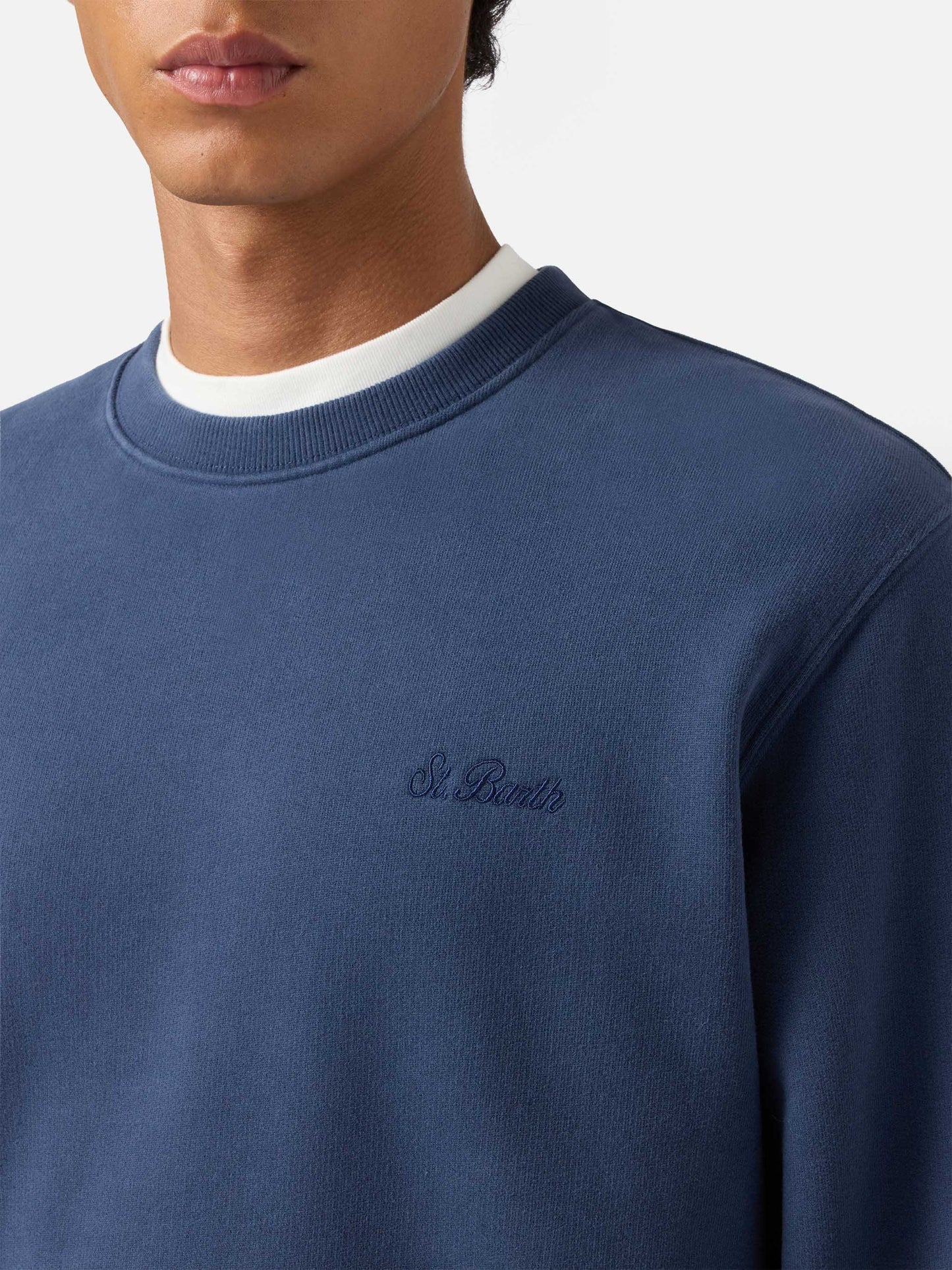 Soho Baumwoll-Sweatshirt in Marineblau mit St. Barth-Stickerei