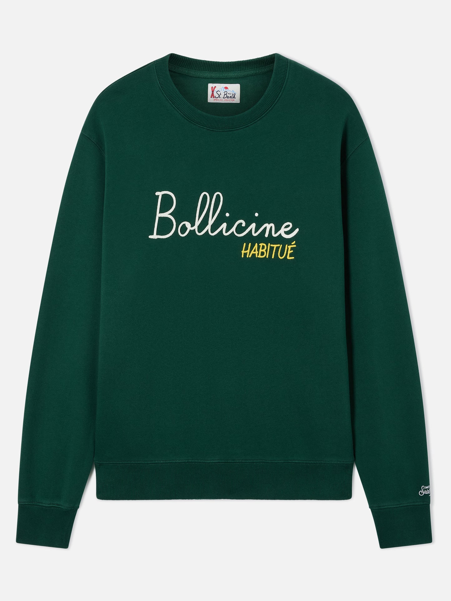 Sudadera con cuello redondo Soho en algodón verde con bordado Bollicine Habitué 