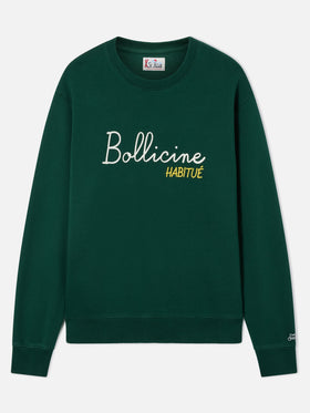 Sudadera con cuello redondo Soho en algodón verde con bordado Bollicine Habitué 