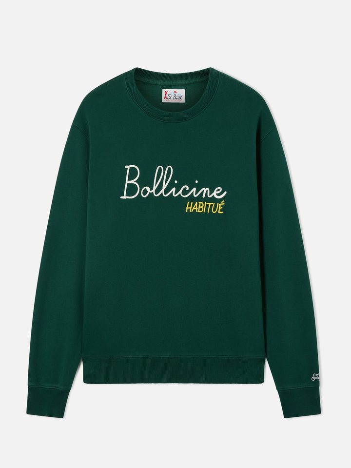 Sudadera con cuello redondo Soho en algodón verde con bordado Bollicine Habitué 