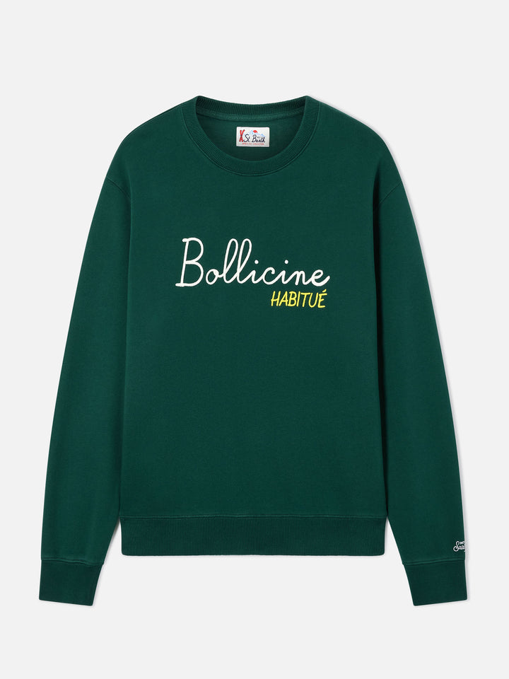 Green Soho cotton sweatshirt with Bollicine Habitué embroidery