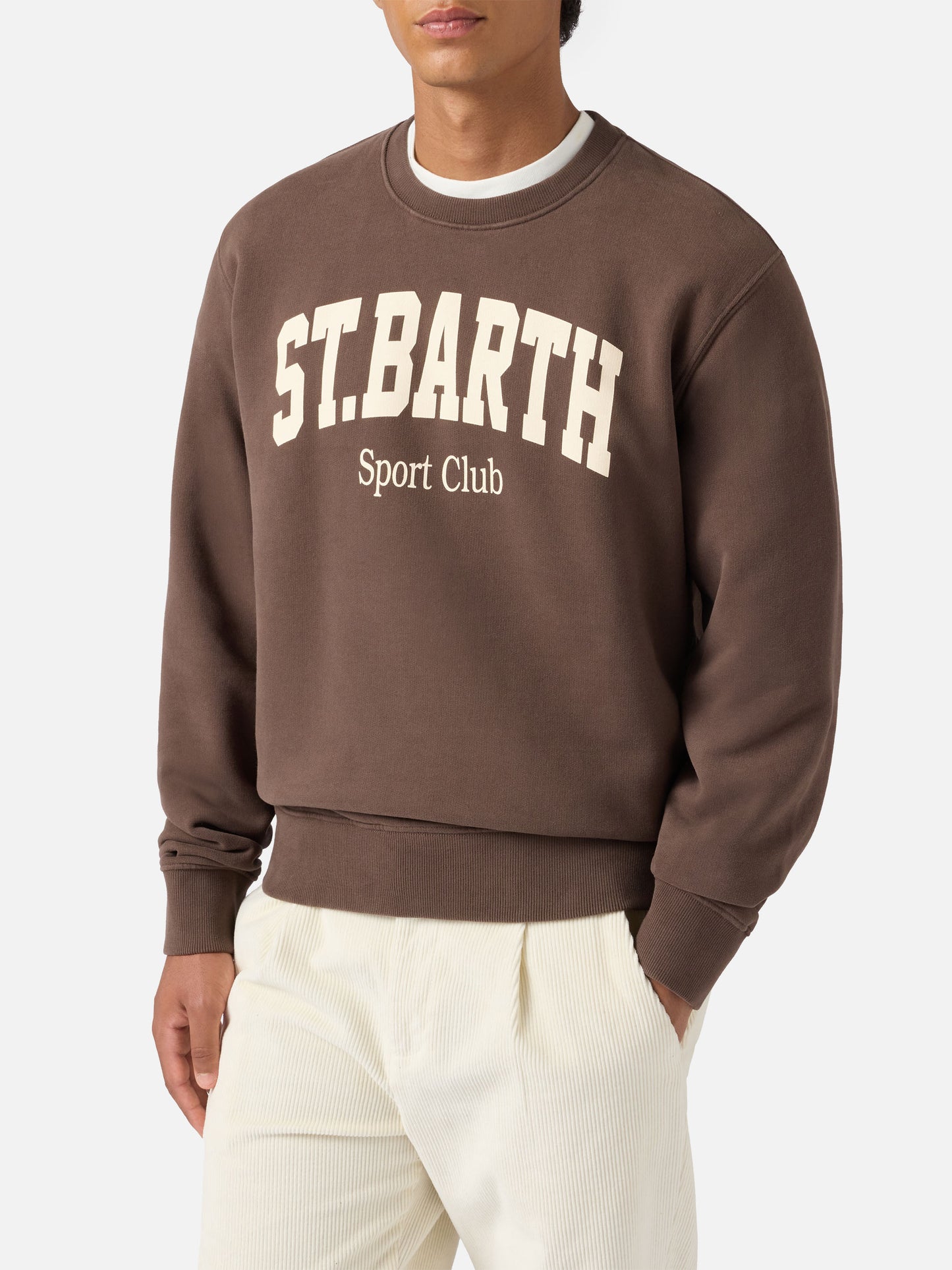 Soho Baumwoll-Sweatshirt in Braun mit St. Barth Sport Club-Aufdruck