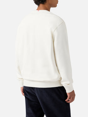 Felpa Soho in cotone bianco con stampa flock St. Barth sport club