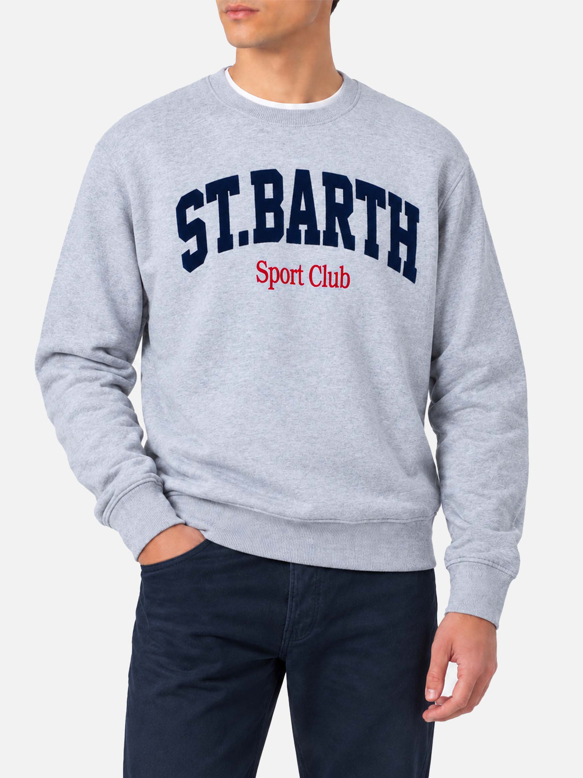 Sweat-shirt Soho avec imprimé St. Barth Sport Club en gris chiné 
