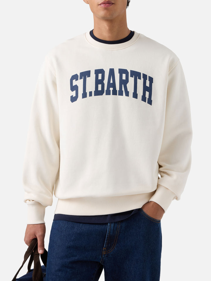 Sudadera de cuello redondo Soho en algodón blanco con estampado St. Barth 