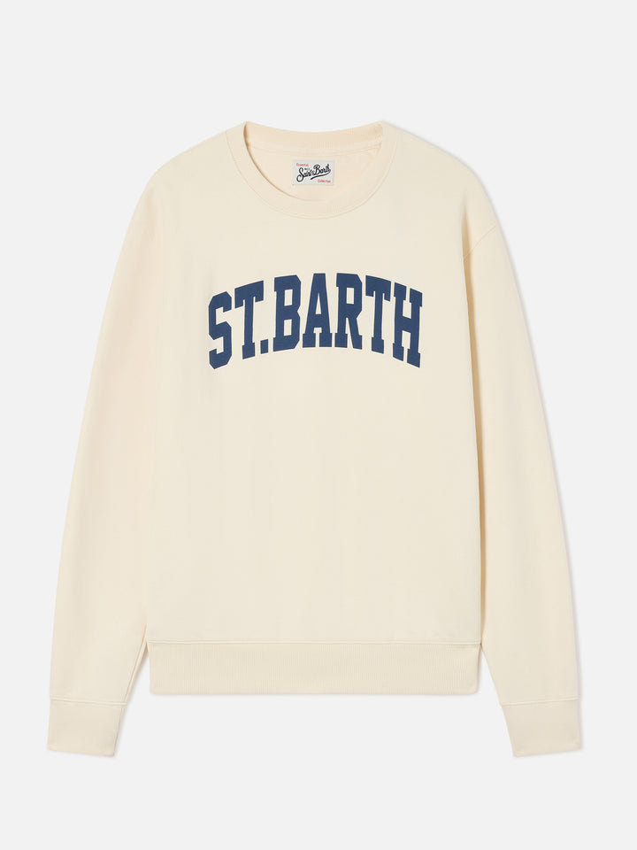 Sudadera de cuello redondo Soho en algodón blanco con estampado St. Barth 