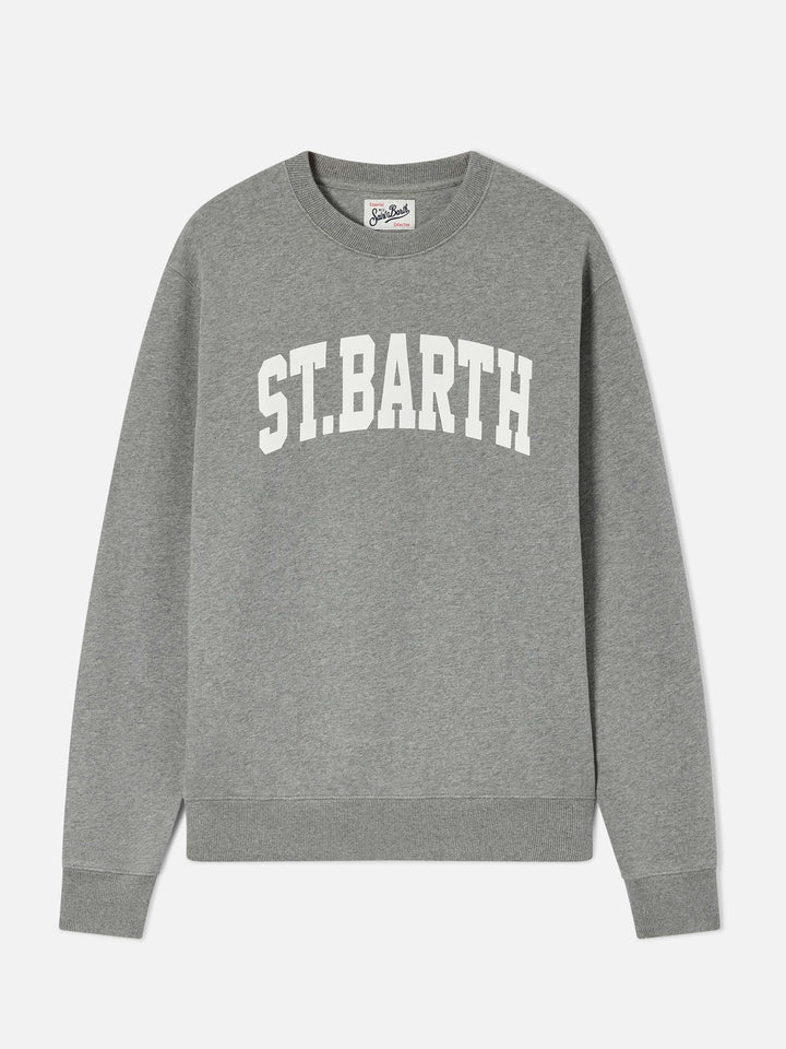 Sudadera de cuello redondo Soho en algodón gris con estampado St. Barth 