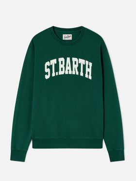 Sweat-shirt ras-du-cou Soho en coton vert avec imprimé St. Barth 