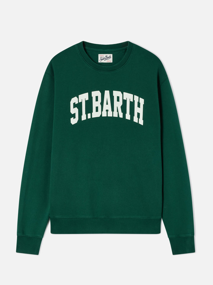 Sudadera de cuello redondo Soho en algodón verde con estampado St. Barth 