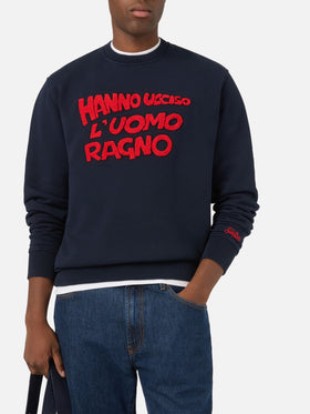 Navy blue Soho cotton sweatshirt with Uomo Ragno embroidery | Special edition