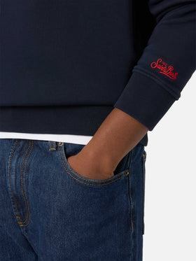 Navy blue Soho cotton sweatshirt with Uomo Ragno embroidery | Special edition