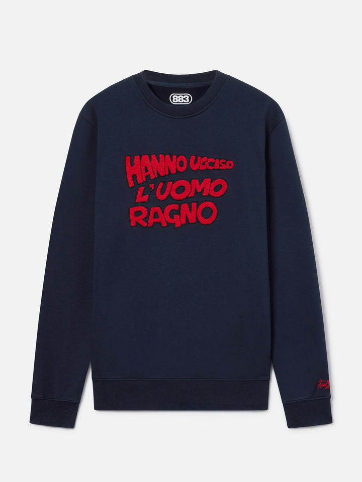 Sweat-shirt Soho en coton Navy blue avec broderie Uomo Ragno | Special edition 