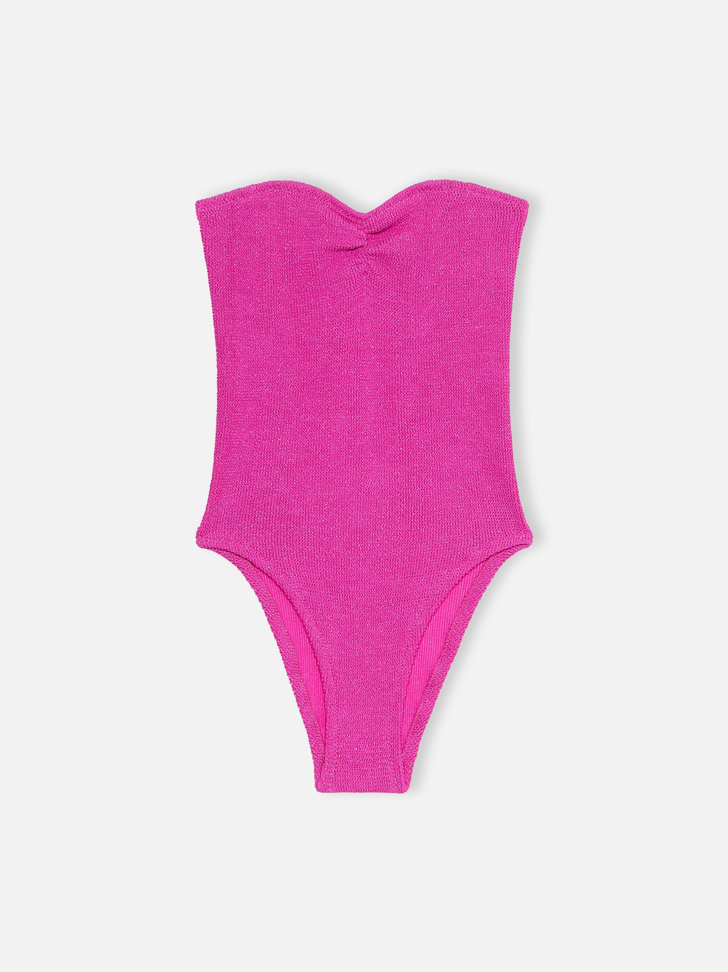 Bañador de una pieza sin tirantes de lurex fucsia para mujer Soleil 