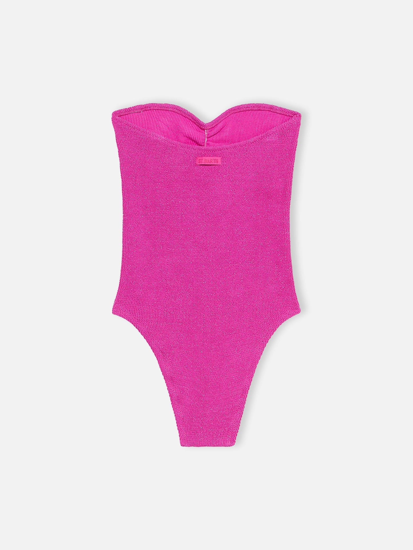 Bañador de una pieza sin tirantes de lurex fucsia para mujer Soleil 