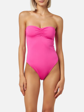 Trägerloser Badeanzug Soleil für Damen in Fuchsie