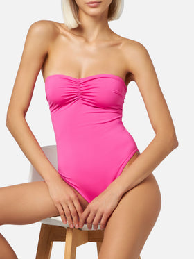 Trägerloser Badeanzug Soleil für Damen in Fuchsie