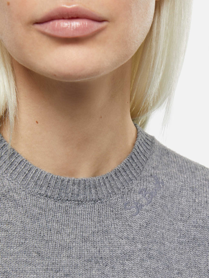 Woman mélange grey cashmere blend sweater Sorbonne - MC2 Saint Barth