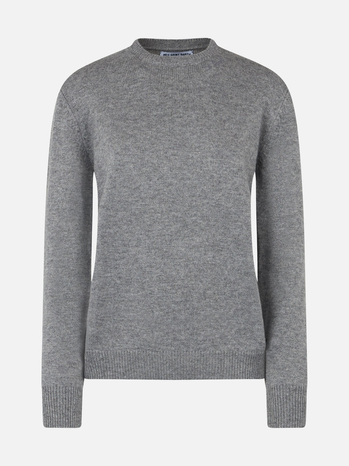 Pull Sorbonne en mélange de cachemire gris chiné 