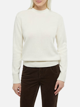 Woman white crewneck cashmere blend sweater Sorbonne - MC2 Saint Barth