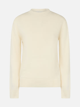 Woman white crewneck cashmere blend sweater Sorbonne - MC2 Saint Barth