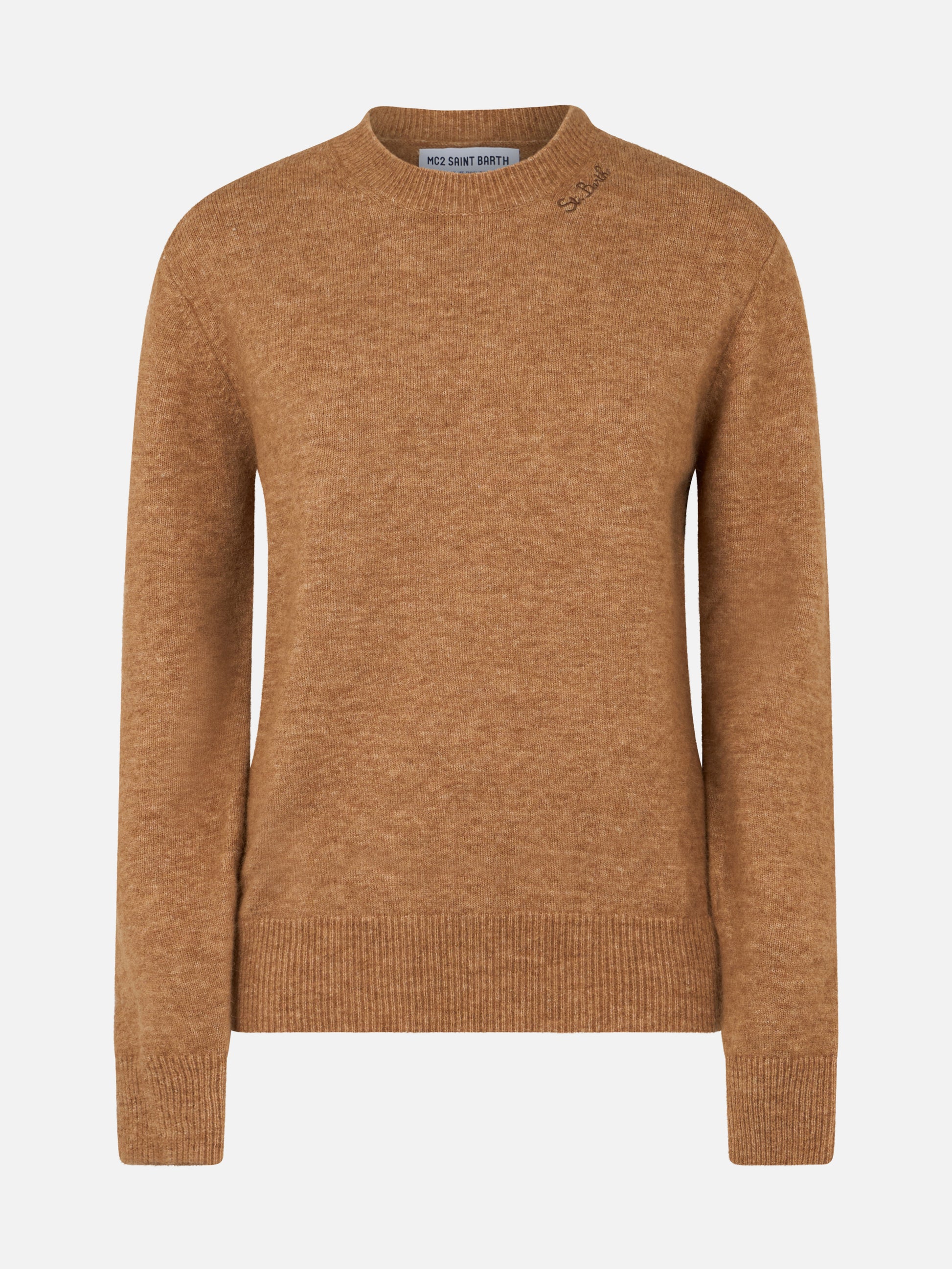 Woman stretch yarn camel sweater Sorbonne - MC2 Saint Barth