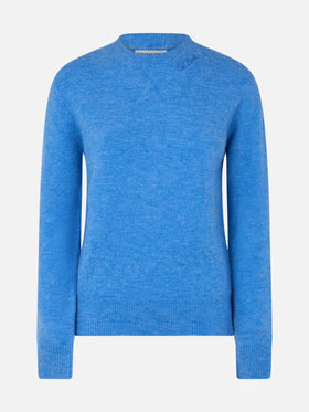 Woman stretch yarn dusty blue sweater Sorbonne - MC2 Saint Barth