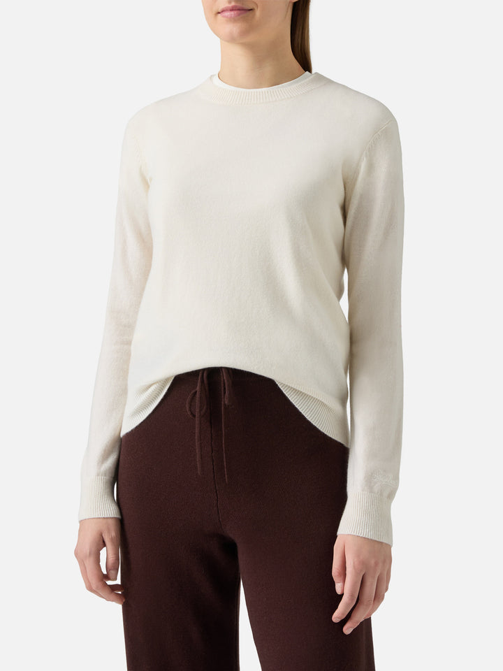 Weißer Pullover Sorbonne aus 100 % Kaschmir