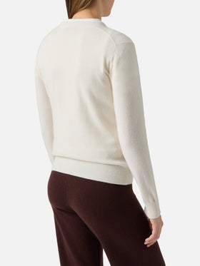 Weißer Pullover Sorbonne aus 100 % Kaschmir