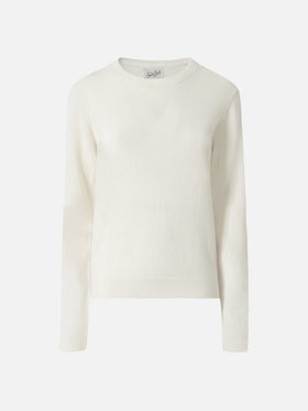 Weißer Pullover Sorbonne aus 100 % Kaschmir