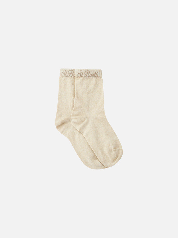 Beige lurex socks