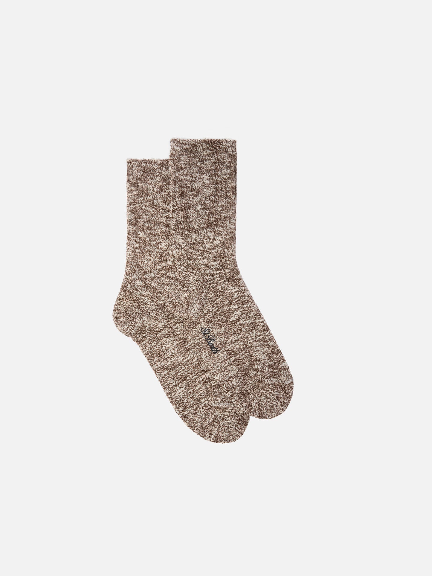 Chaussettes chinées marron 