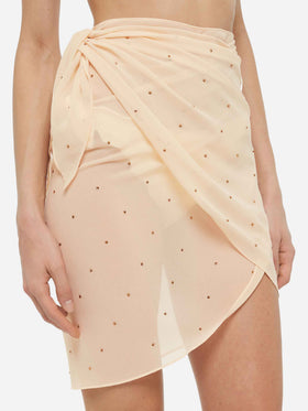 Sery short off-white georgette pareo with rhinestone embellishment - MC2 Saint Barth