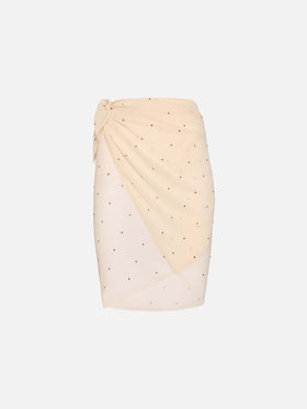 Sery short off-white georgette pareo with rhinestone embellishment - MC2 Saint Barth